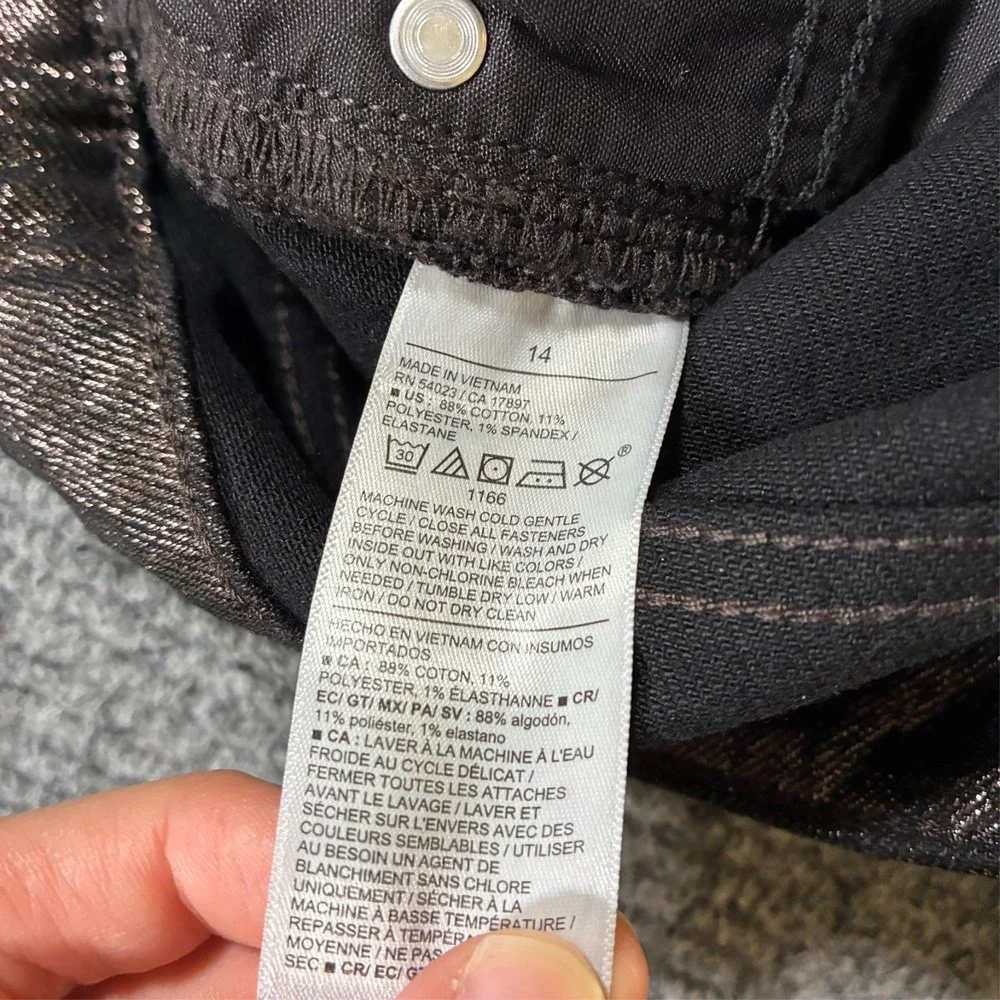 Old Navy High Rise OG Straight Ankle Jeans Womens Size 14‎ Black Shine Metallic